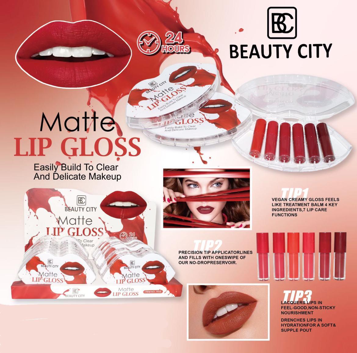 بيوتي سيتي - ملمع شفاه غير لامع 6 قطع