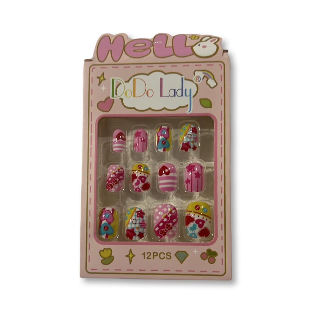 Dodo Lady - Adhesive Children Nails Mix Color - 12 Pcs