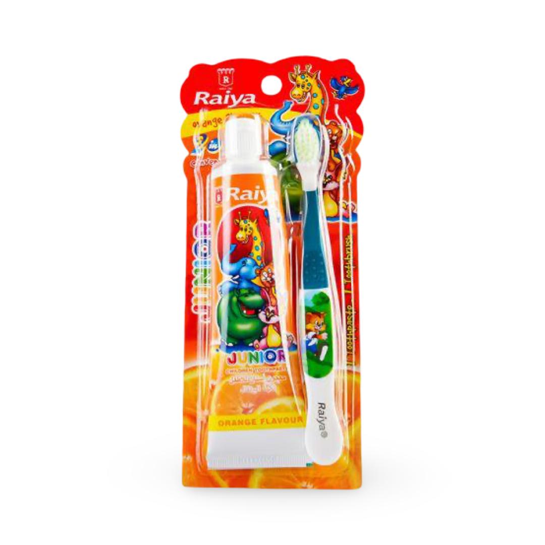Raya Junior - Children's Toothbrush and Toothpaste Orange Flavor - 75 ml