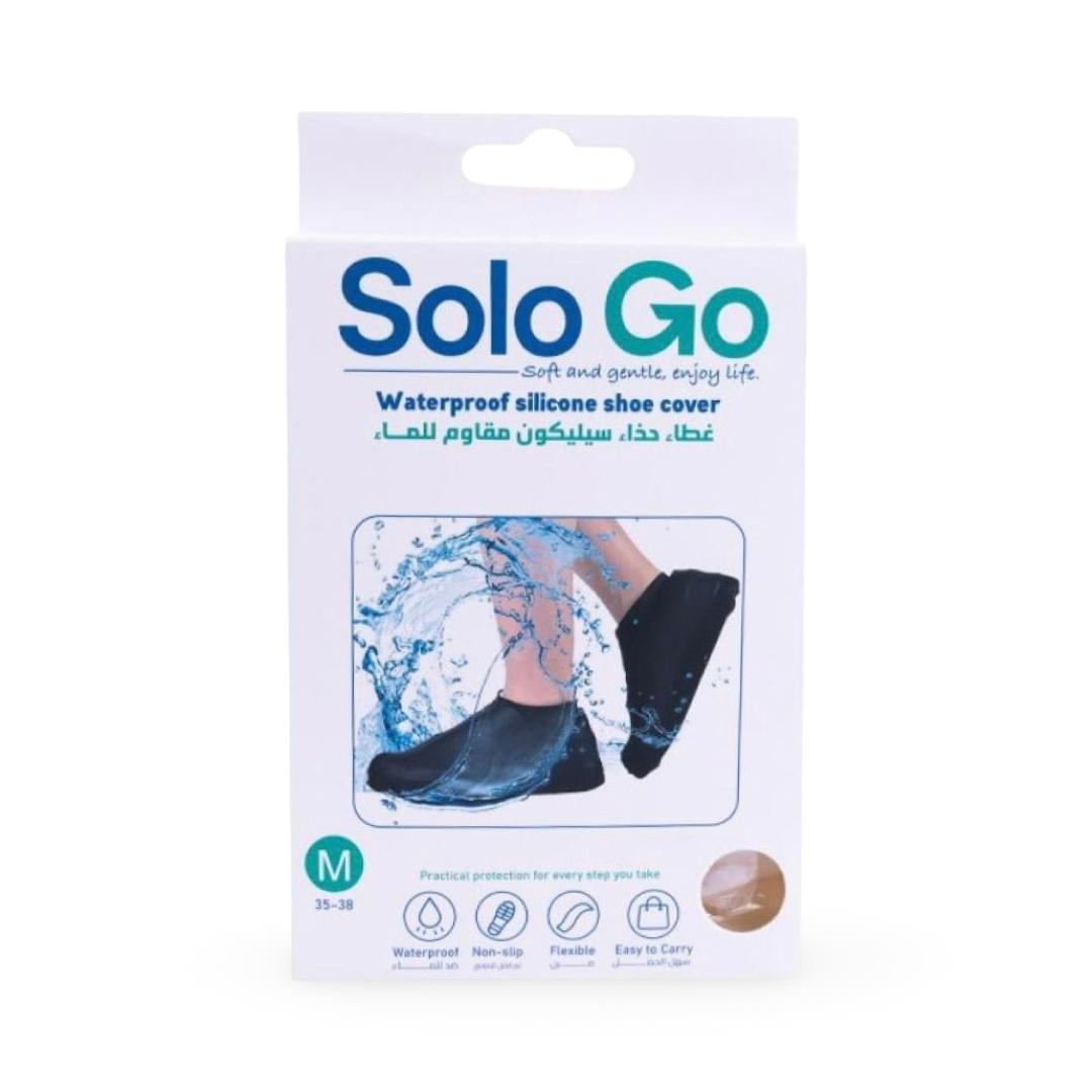 Solo Go - Waterproof Silicone Shoe Cover Black Color - Size M 36-38