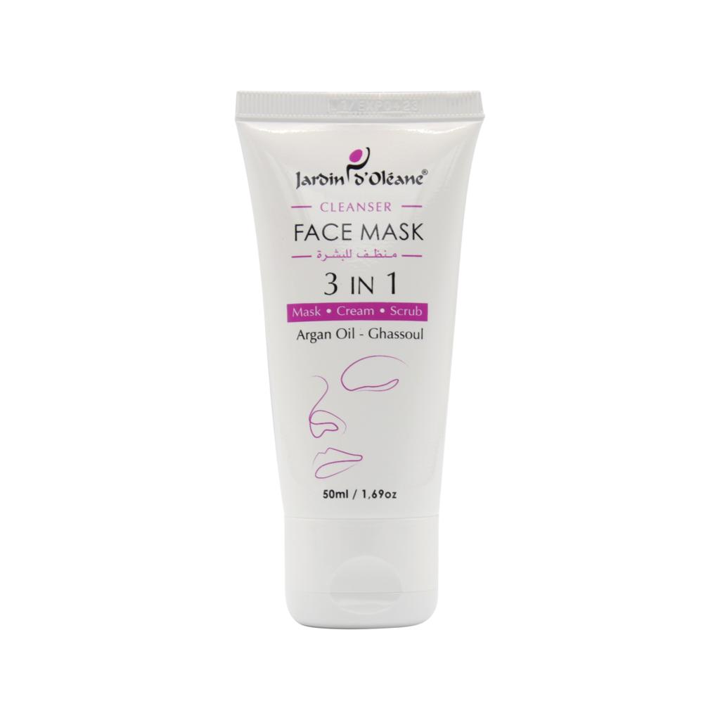 Jardin Oleane 3 in 1 cleanser face Mask, Argan Oil - Ghassoul 50 ml