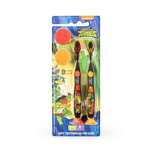 Fab Lab - Ninja Turtles Soft Toothbrush for Kids with Cover - 2 Pieces