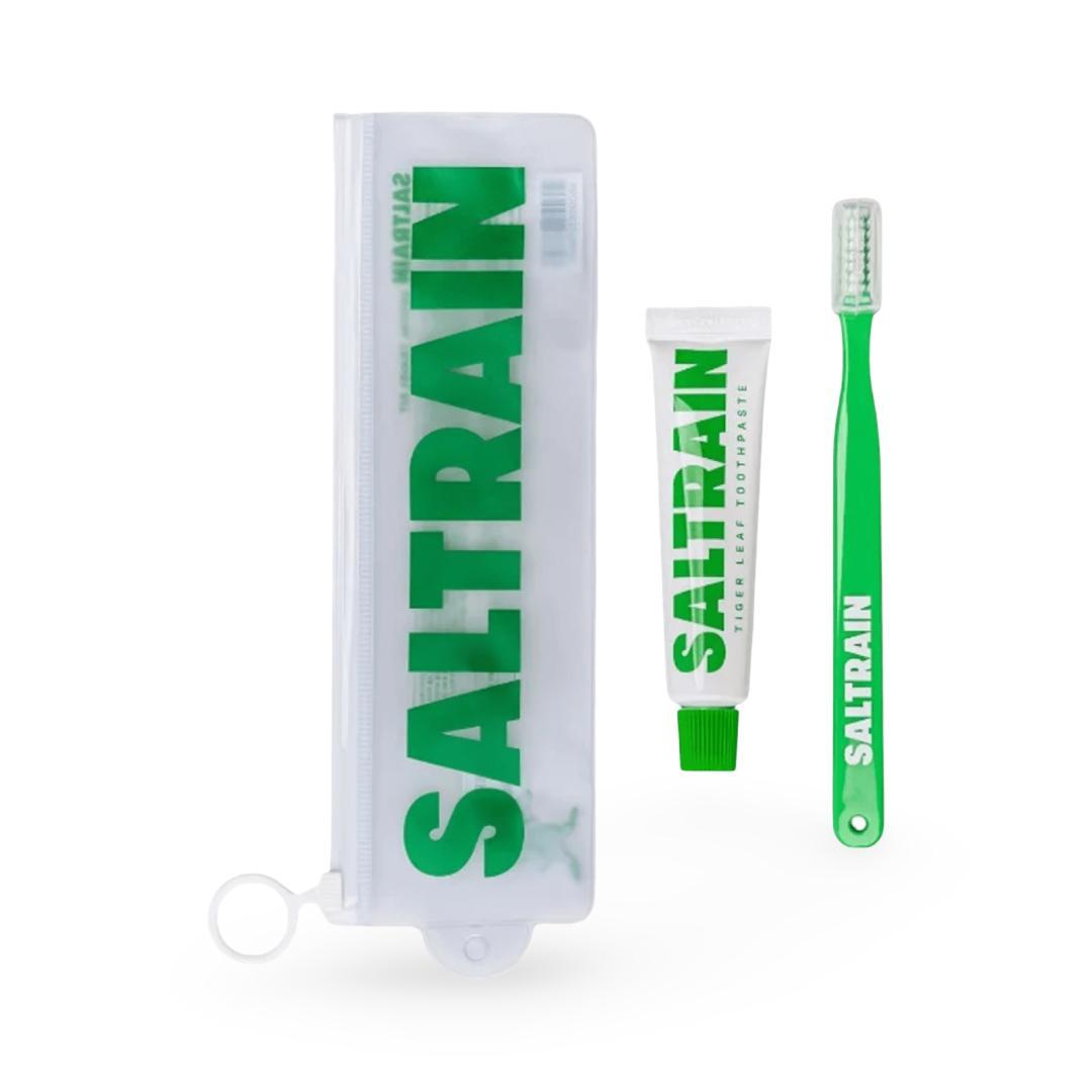 Saltrain - Tiger Leaf Toothpaste Travel Kit with Toothbrush - Green 30g
