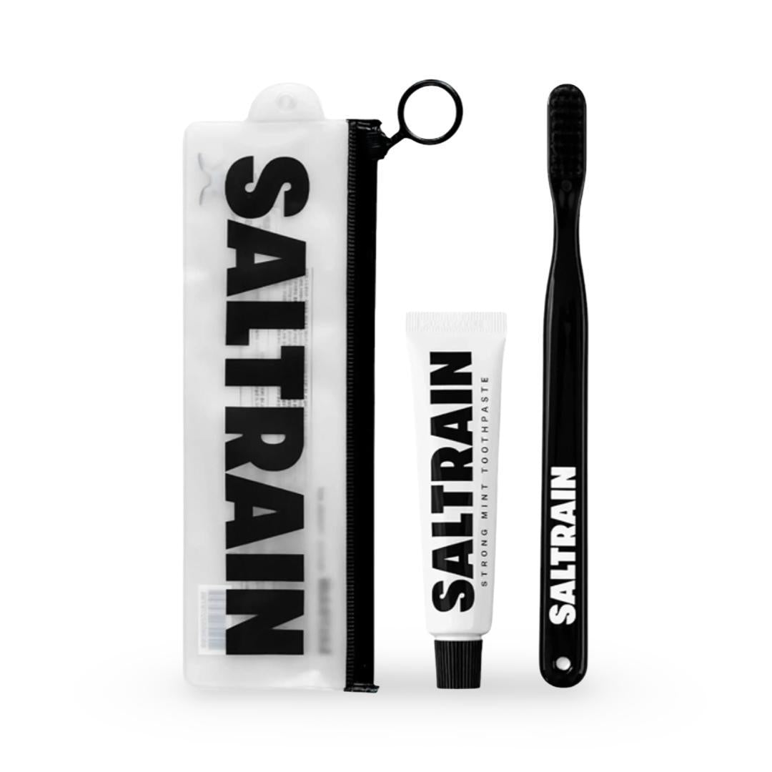 Saltrain - Strong Mint Toothpaste Travel Set with Toothbrush - Black 30g
