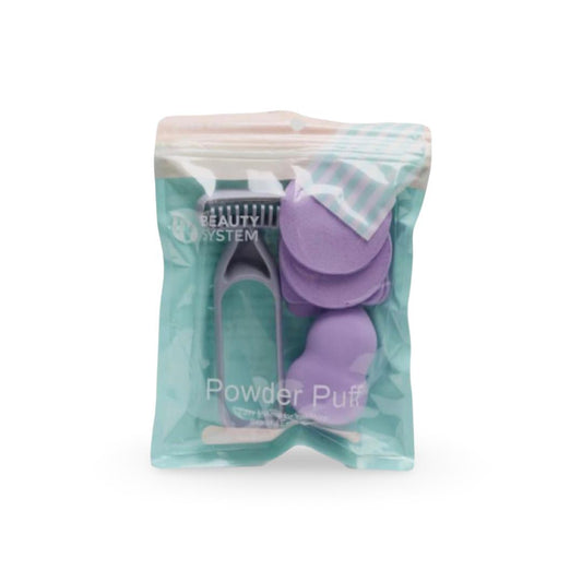 Beauty System - Makeup Sponge Set with Cleaning Tool 6 Pieces Purple - BK24-174