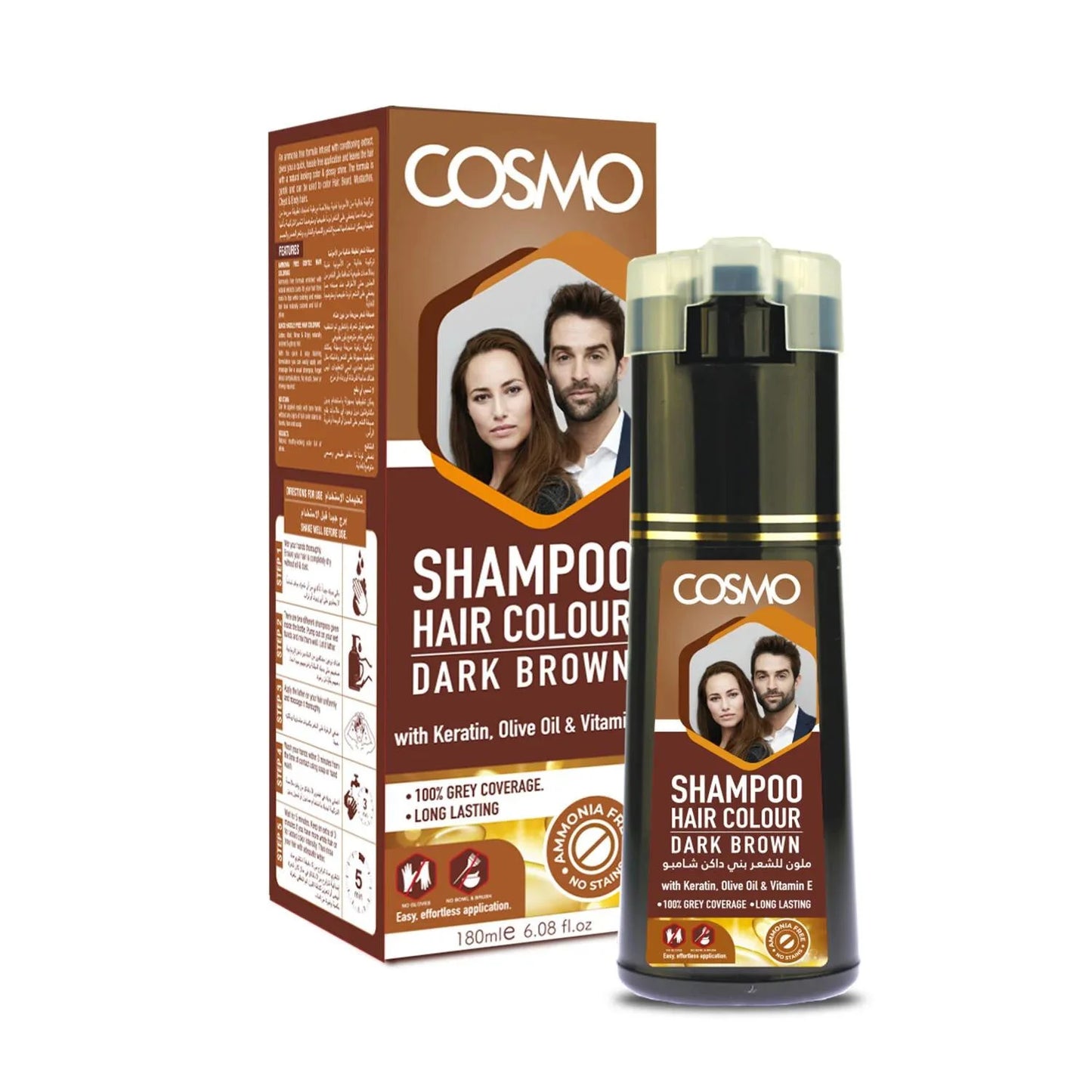 COSMO - Shampoo Hair Colour Dark Brown - 180ml