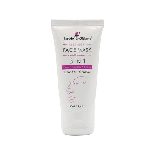Jardin Oleane 3 in 1 cleanser face Mask, Argan Oil - Ghassoul 50 ml