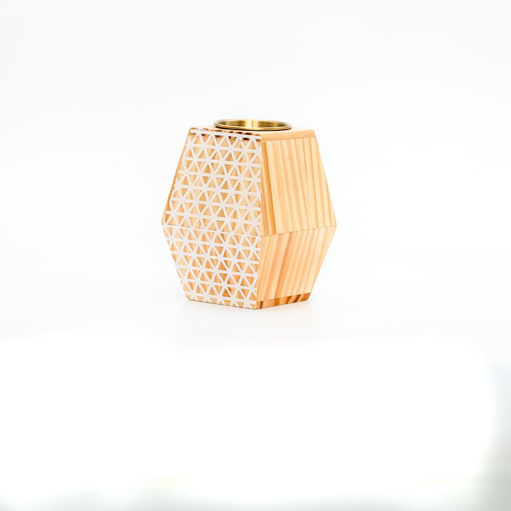 مدخن خشبي - ذهبي وابيض 