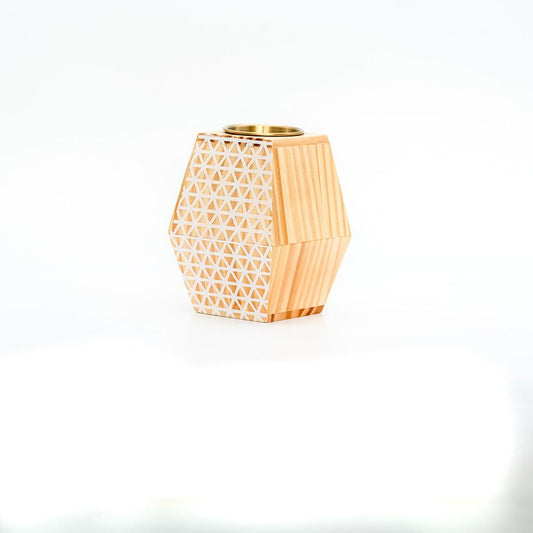 مدخن خشبي - ذهبي وابيض 