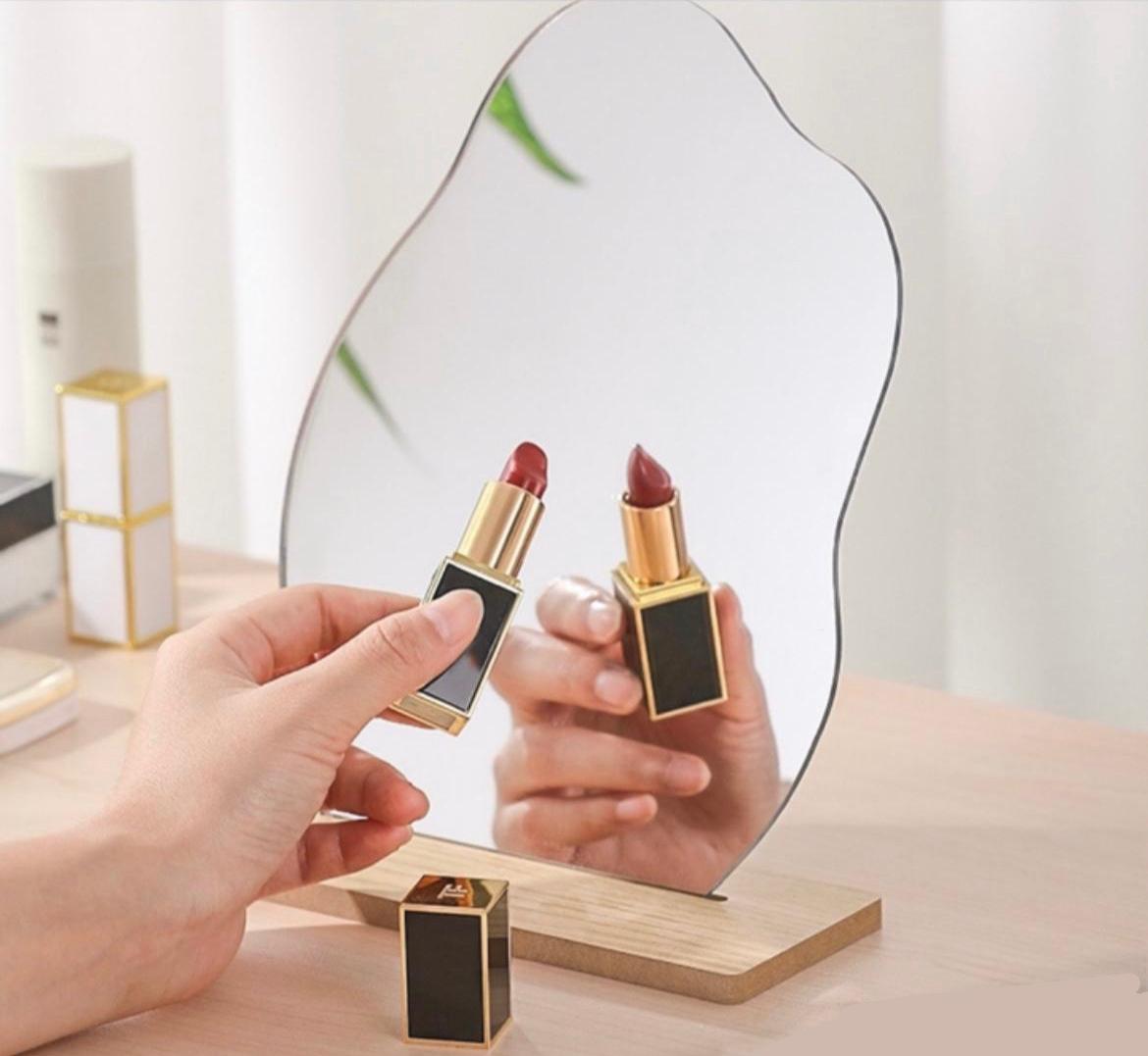 Makeup mirror with stand