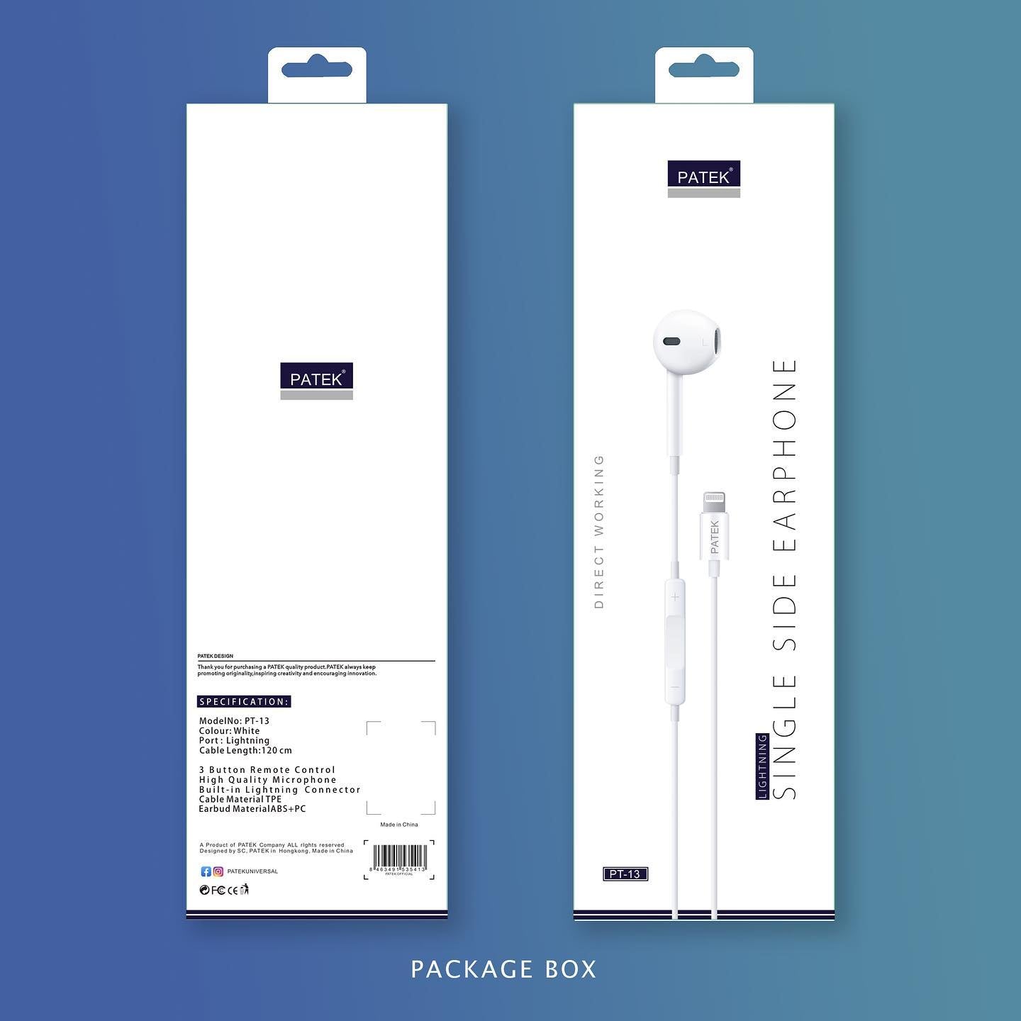Patek Lightning single side Earphone White color
